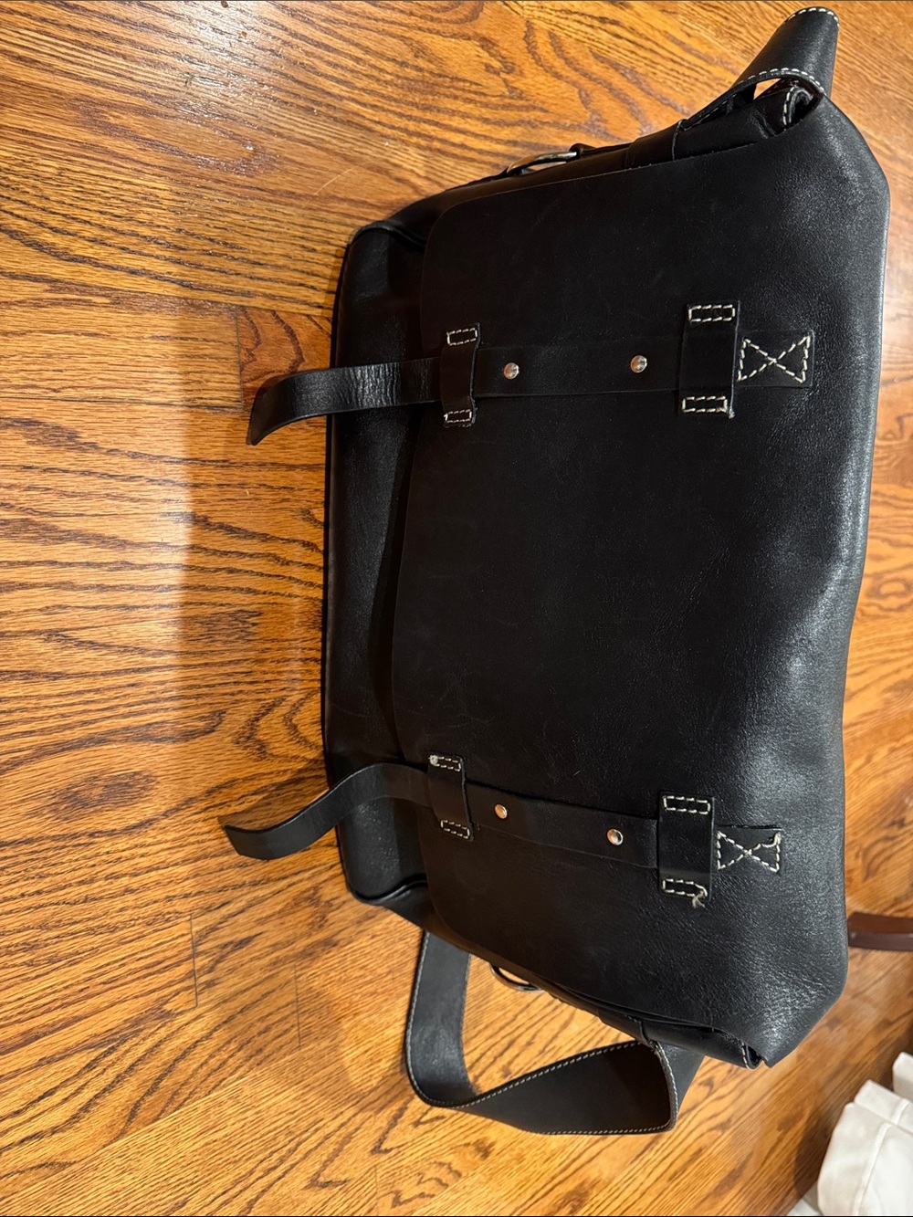Classic Black Leather Messenger Bag for Men